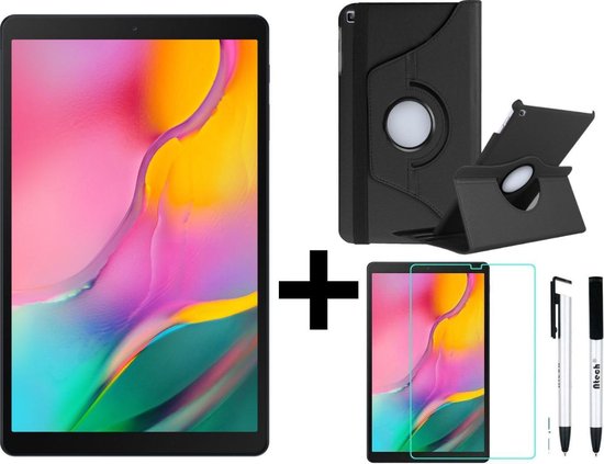 Samsung Galaxy Tab A 10.1 (2019) - 32GB - Zwart Met draaibaar hoes + tempered glass + stylus pen